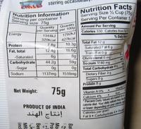 Ching's Secret Singapore Curry Instant Noodles Nutrition Label