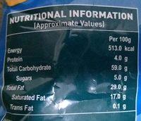 Whoopies Nutrition Label
