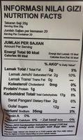 White Koffie Nutrition Label