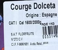 Courge Dolceta Ingredients