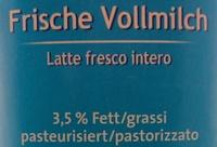 Frische Vollmilch Ingredients