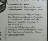 Epicerie / Epicerie Sucre / Chocolat Bio Ingredients