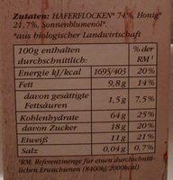 Basis Granola Bio-Hafer-Knuspermsli Ingredients