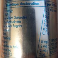 Red Bull Sugar Free Nutrition Label