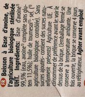 Lait Davoine Ingredients