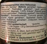 Spar Natur Pur Bio Gemsesuppe Ohne Hefe Ingredients