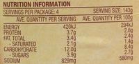 Pasta Bake - Creamy Tomato & Mozzarella Nutrition Label