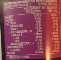 John West Street Asian Indonesian Sambal, Chilli & Tuna Nutrition Label