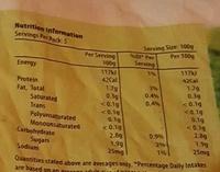 Winter Vegetable Mix Nutrition Label