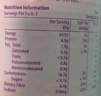Chick Peas Organic Nutrition Label