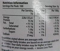 Minced Garlic Nutrition Label