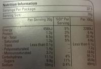 Hazelnut Spread Nutrition Label
