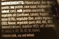 UP&GO Energize Chocolate Ingredients