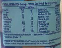 Up & Go Liquid Breakfast Choc Ice Nutrition Label