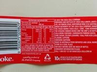 Coca Cola 600ml Bottle Nutrition Label