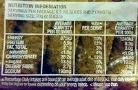Mighty Soft Raisin Toast Bread Nutrition Label