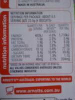 Iced Animals Nutrition Label