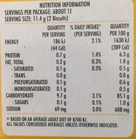 Cruskits Rice Nutrition Label