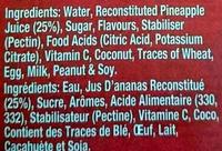 Golden Circle Pine Coconut Ingredients