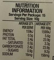 Char-grilled Sweet Potato Chunky Dip Nutrition Label