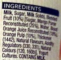 Mango & Blood Orange Twist Yoghurt Ingredients
