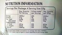 4 Snack Apple Pies Nutrition Label