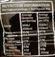 Carman's Gourmet Protein Bar Salted Dark Choc & Almond Nutrition Label