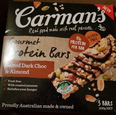 Carman's Gourmet Protein Bars Salted Dark Choc & Almond