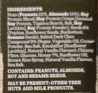 Carman's Gourmet Protein Bars Salted Dark Choc & Almond Ingredients