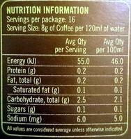 Caramel Indulgence Flavoured 100% Arabica Coffee Caffitaly Capsules Nutrition Label
