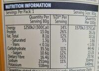 Protein Muffin Banana Nutrition Label