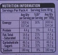 Maxibon Monster Cookie Nutrition Label