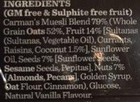 Classic Fruit And Nut Muesli Bar Ingredients