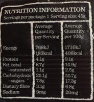 Classic Fruit And Nut Muesli Bar Nutrition Label