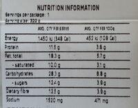 Chickpea & Cashew Nut Curry Nutrition Label
