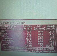 Masterfoods Wholegrain Honey Mustard Nutrition Label
