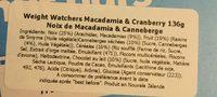 Barres De Crales Noix Macadamia & Cranberry Ingredients