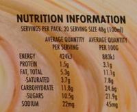 Creme De La Creme Hokey Pokey Ice Cream Nutrition Label