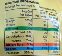 Ready To Eat Californian Pitted Prunes Nutrition Label
