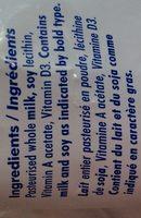 Lait Entier En Poudre Ingredients